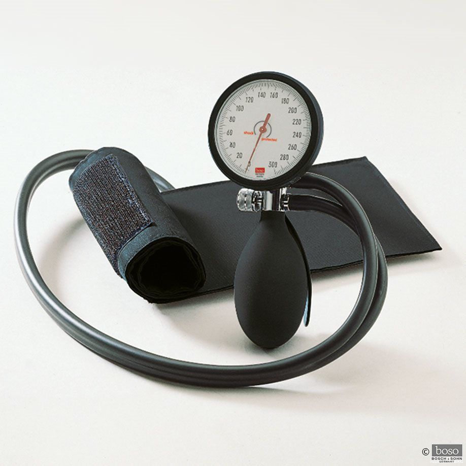 boso clinicus II Blutdruckmessgerät schwarz mit Klettenmanschette Ø 60 mm,