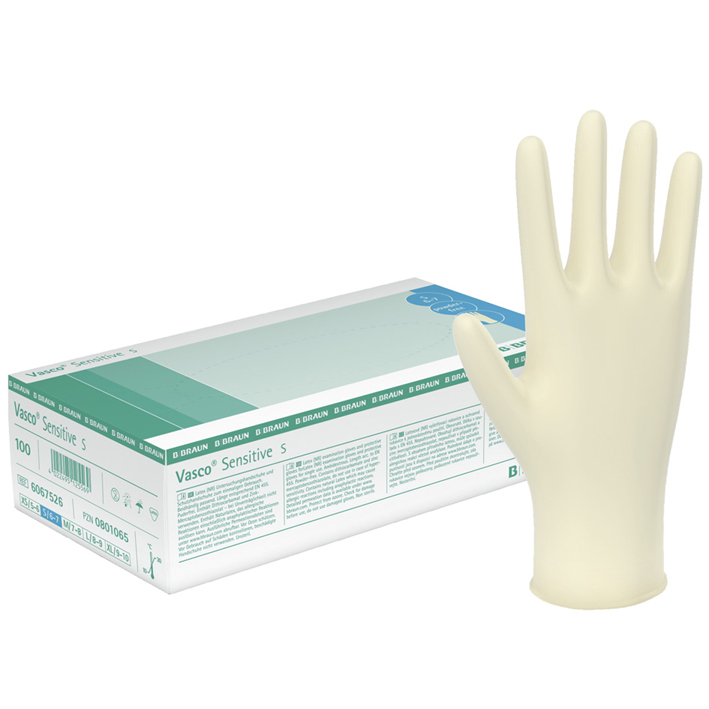 Vasco Sensitive Untersuchungshandschuhe PF, hell, Latex, mittel (100 Stck.)