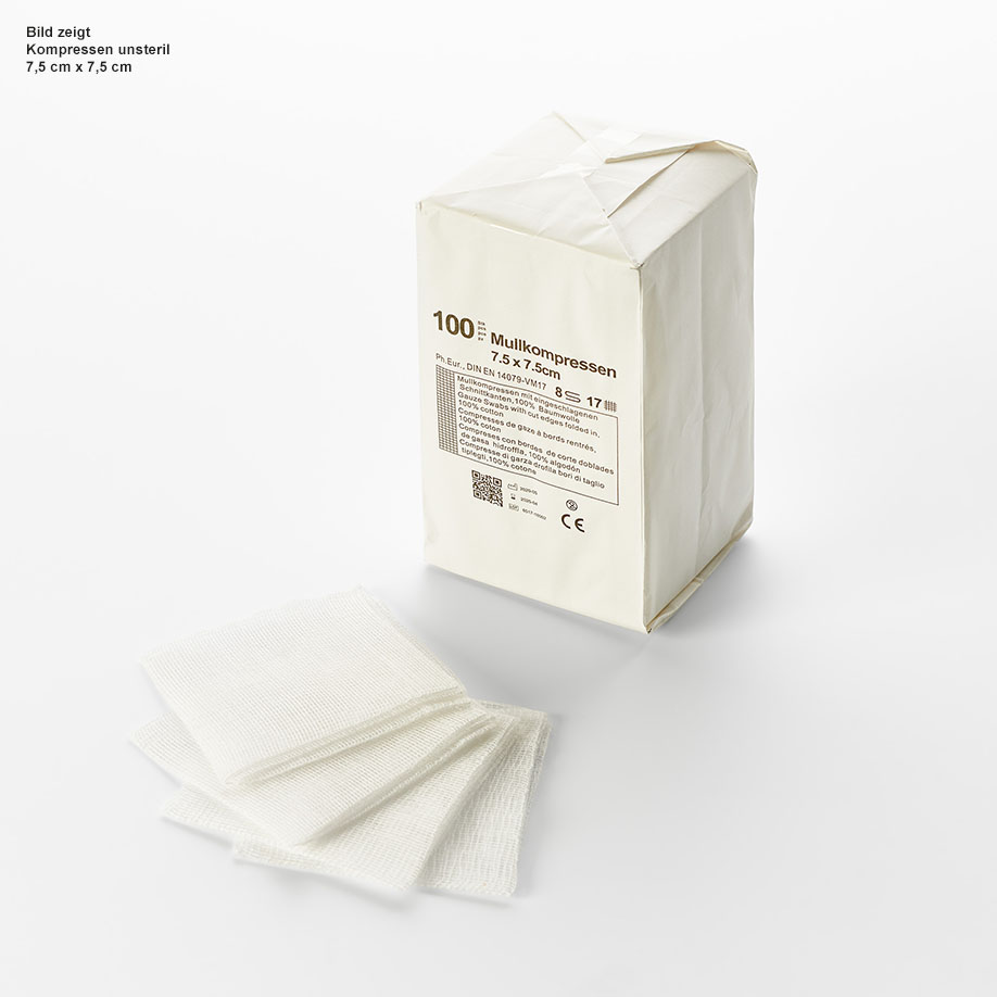 sterile Mullkompressen 7,5x7,5 cm, 8-fach, VE á 25 x 2 Stück